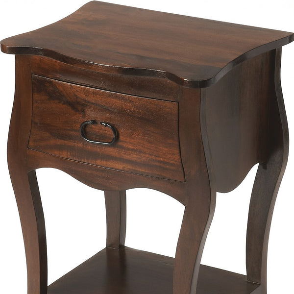 Homeroots 28" Brown One Drawer Solid Wood Nightstand   388904