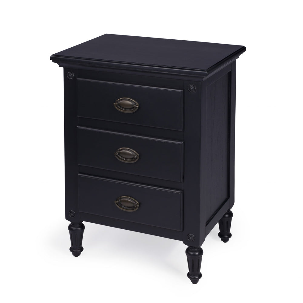 Homeroots Classic Black 3 Drawer Nightstand   388905