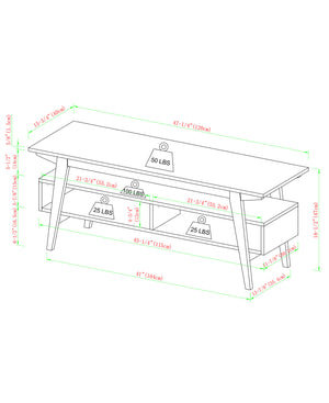 English Elm Walker Edison - Japandi Solid Wood TV Stand for TVs up to 50" in Black — Sleek Japandi-Scandi Design, Cord Management, Open Shelving, Renewable Wood B185P169028
