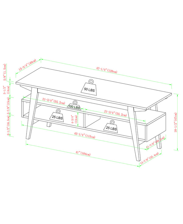 English Elm Walker Edison - Japandi Solid Wood TV Stand for TVs up to 50" in Black — Sleek Japandi-Scandi Design, Cord Management, Open Shelving, Renewable Wood B185P169028