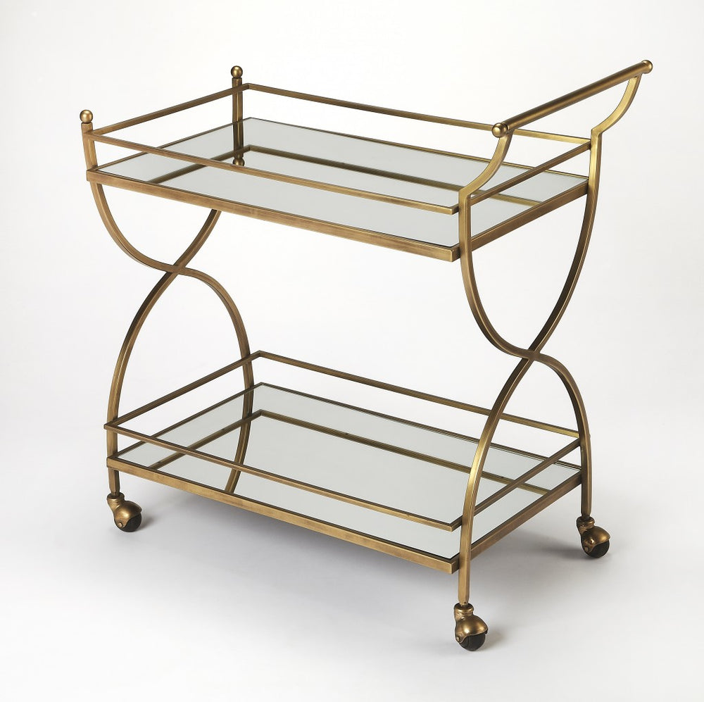 Homeroots Antique Gold Bar Cart  Stainless Steel 388945