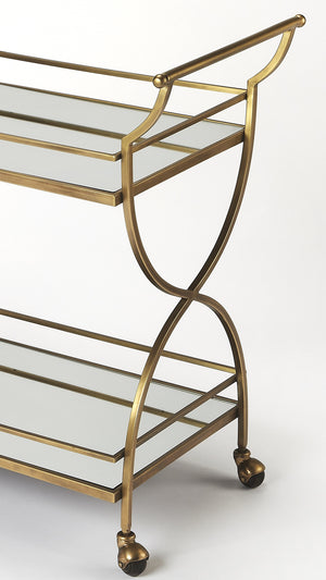 Homeroots Antique Gold Bar Cart  Stainless Steel 388945