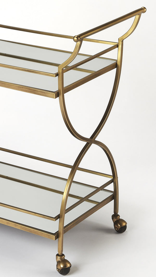 Homeroots Antique Gold Bar Cart  Stainless Steel 388945