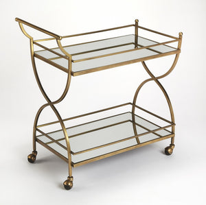 Homeroots Antique Gold Bar Cart  Stainless Steel 388945