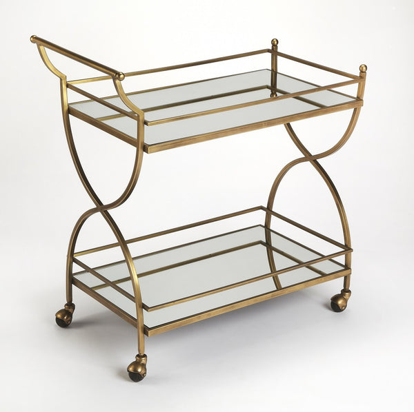 Homeroots Antique Gold Bar Cart  Stainless Steel 388945