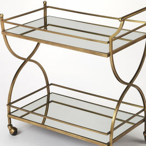 Homeroots Antique Gold Bar Cart  Stainless Steel 388945