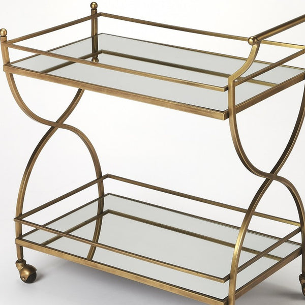 Homeroots Antique Gold Bar Cart  Stainless Steel 388945