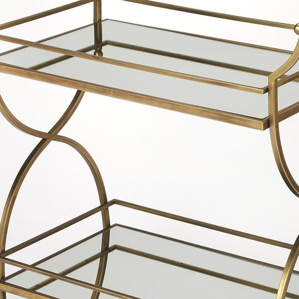 Homeroots Antique Gold Bar Cart  Stainless Steel 388945