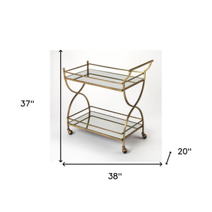 Homeroots Antique Gold Bar Cart  Stainless Steel 388945