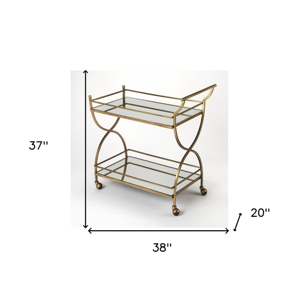 Homeroots Antique Gold Bar Cart  Stainless Steel 388945