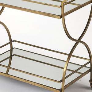 Homeroots Antique Gold Bar Cart  Stainless Steel 388945