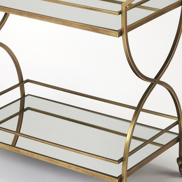 Homeroots Antique Gold Bar Cart  Stainless Steel 388945