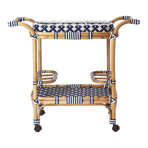 Homeroots Blue And White Rattan Bar Cart  Rattan 388948