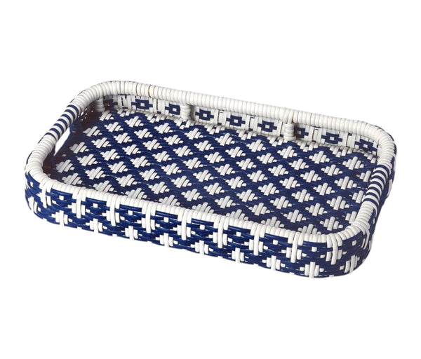 Homeroots Blue And White Rattan Bar Cart  Rattan 388948