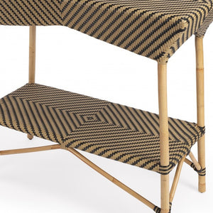 Homeroots Brown And Beige Rattan Bar Cart  Rattan 388949