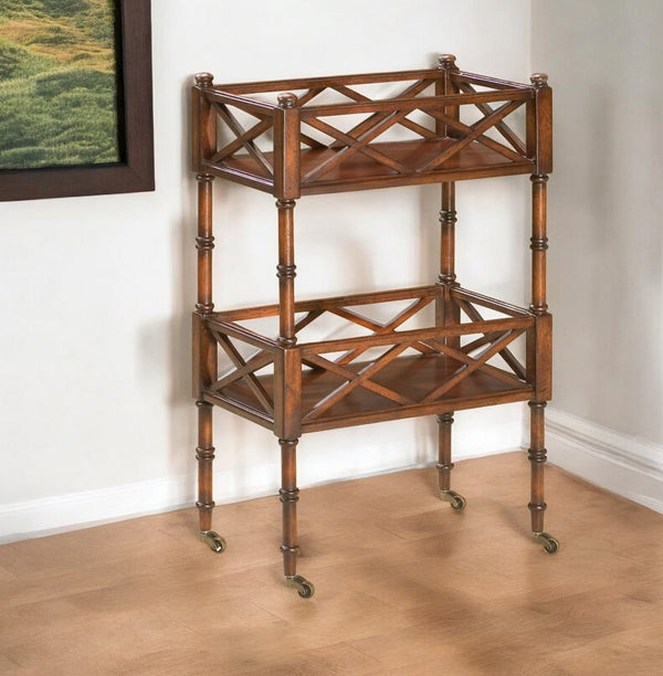 HomeRoots Plantation Cherry Mobile Server - Stylish Vintage-Design Bar Cart with Wheels & Ample Storage Space 388950
