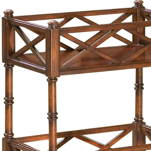 HomeRoots Plantation Cherry Mobile Server - Stylish Vintage-Design Bar Cart with Wheels & Ample Storage Space 388950