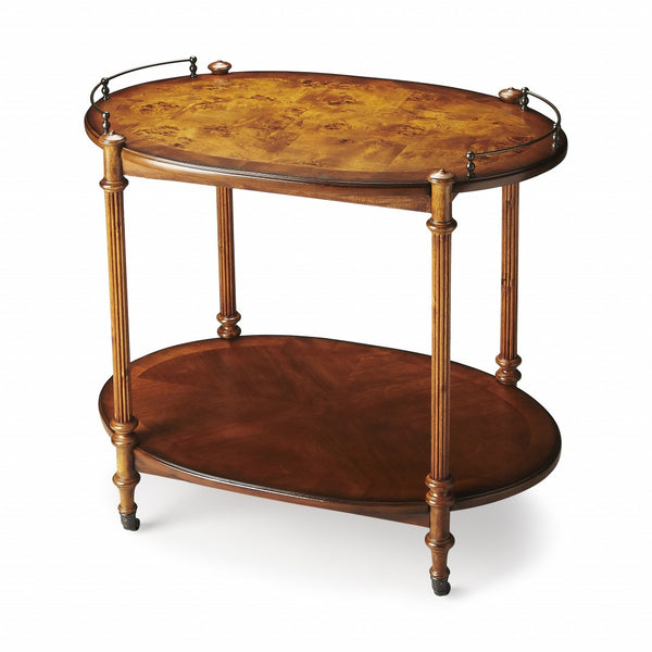 Homeroots Olive Ash Burl Tea Server  Wood 388953