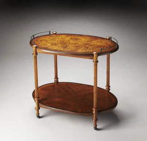 Homeroots Olive Ash Burl Tea Server  Wood 388953