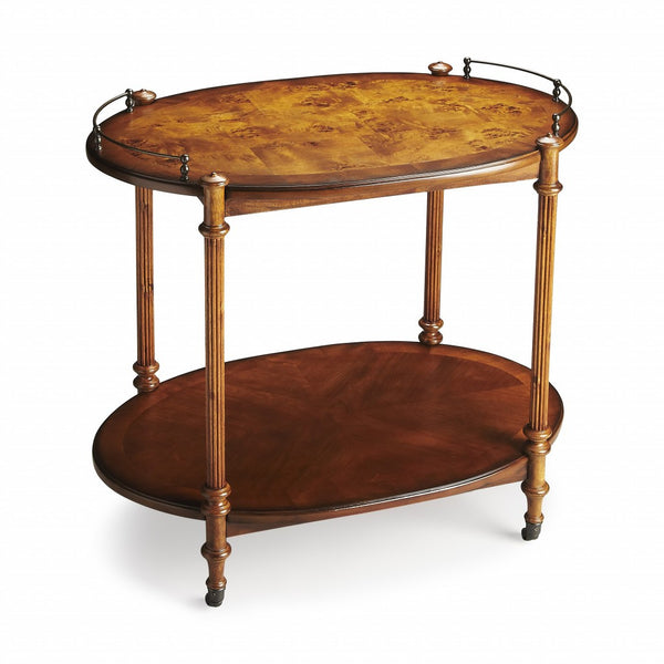 Homeroots Olive Ash Burl Tea Server  Wood 388953