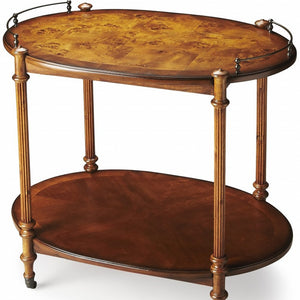 Homeroots Olive Ash Burl Tea Server  Wood 388953