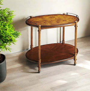 Homeroots Olive Ash Burl Tea Server  Wood 388953