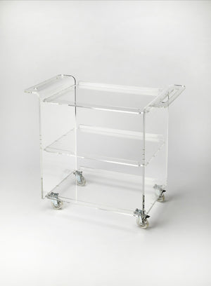 Homeroots Clear Acrylic Rolling Server Bar Cart  Acrylic 388954