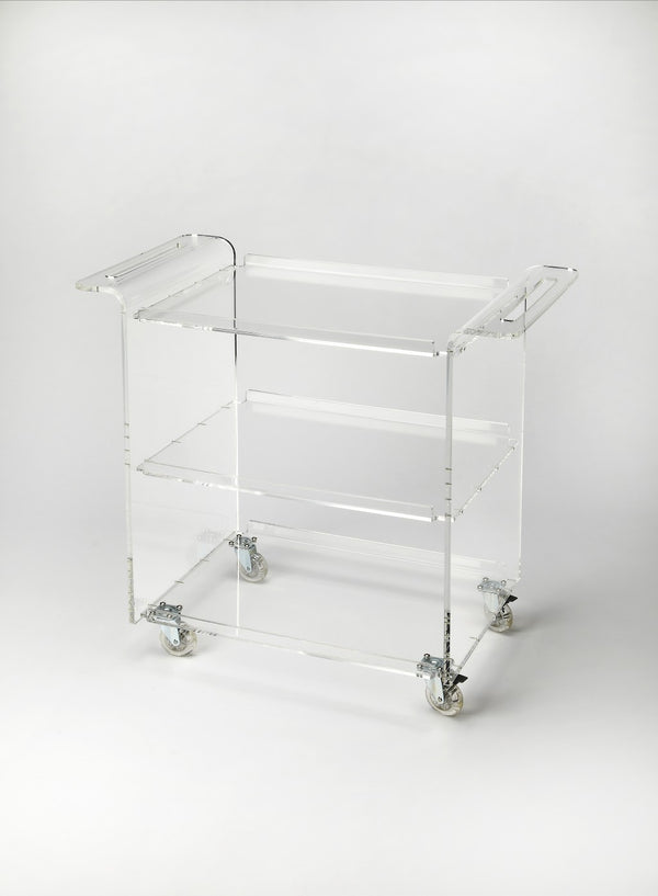 Homeroots Clear Acrylic Rolling Server Bar Cart  Acrylic 388954