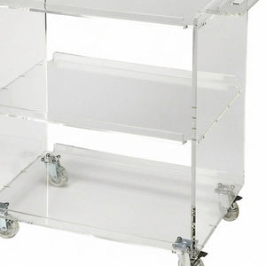 HomeRoots Clear Acrylic Rolling Server Bar Cart with 360° Wheels – Modern, Stylish, and Versatile for Entertaining 388954