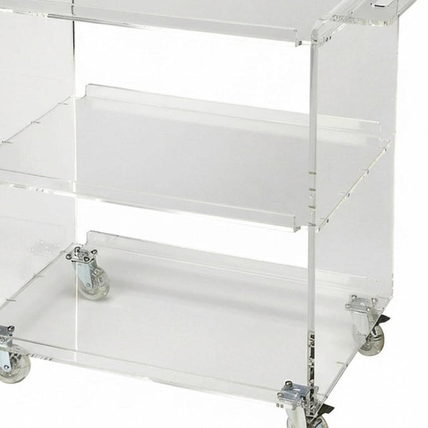 HomeRoots Clear Acrylic Rolling Server Bar Cart with 360° Wheels – Modern, Stylish, and Versatile for Entertaining 388954