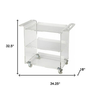 HomeRoots Clear Acrylic Rolling Server Bar Cart with 360° Wheels – Modern, Stylish, and Versatile for Entertaining 388954