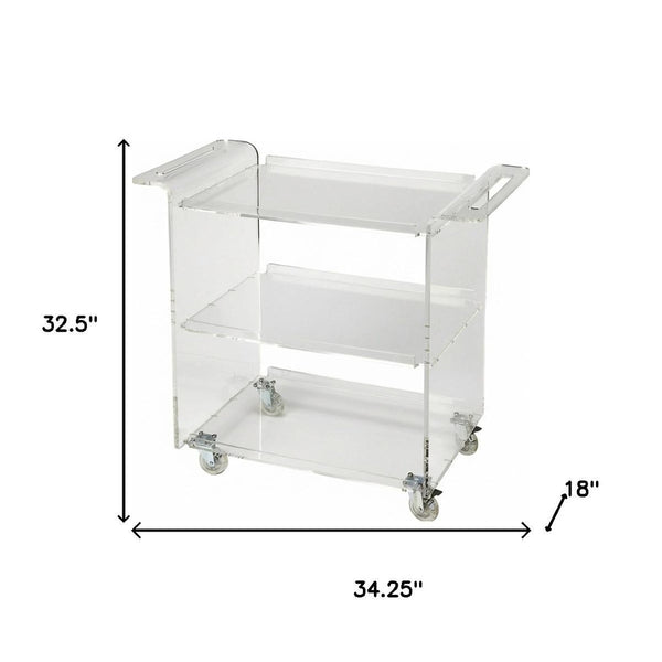 HomeRoots Clear Acrylic Rolling Server Bar Cart with 360° Wheels – Modern, Stylish, and Versatile for Entertaining 388954