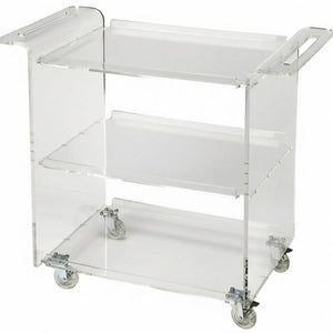 HomeRoots Clear Acrylic Rolling Server Bar Cart with 360° Wheels – Modern, Stylish, and Versatile for Entertaining 388954