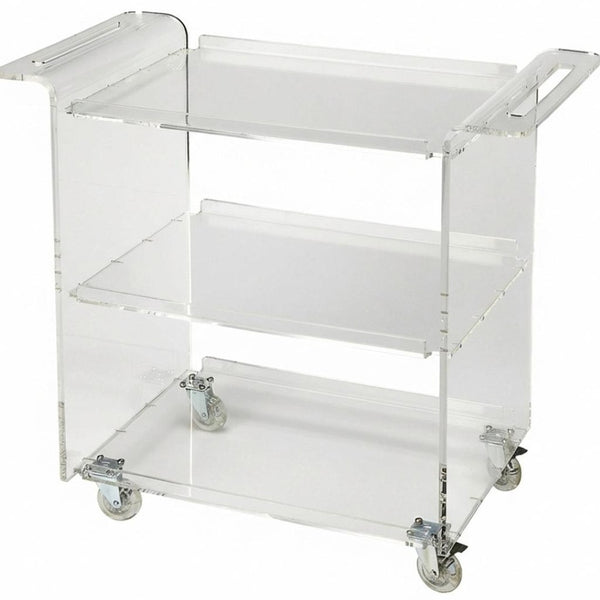 HomeRoots Clear Acrylic Rolling Server Bar Cart with 360° Wheels – Modern, Stylish, and Versatile for Entertaining 388954