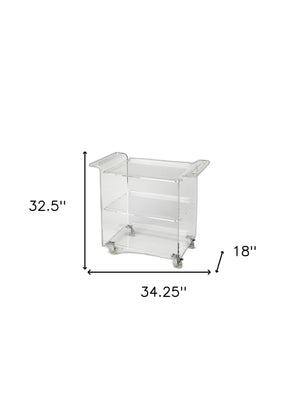 Homeroots Clear Acrylic Rolling Server Bar Cart  Acrylic 388954