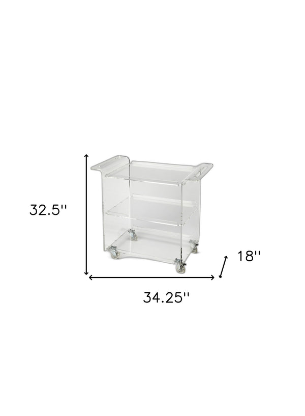 Homeroots Clear Acrylic Rolling Server Bar Cart  Acrylic 388954