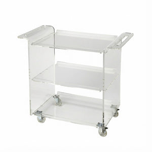 HomeRoots Clear Acrylic Rolling Server Bar Cart with 360° Wheels – Modern, Stylish, and Versatile for Entertaining 388954