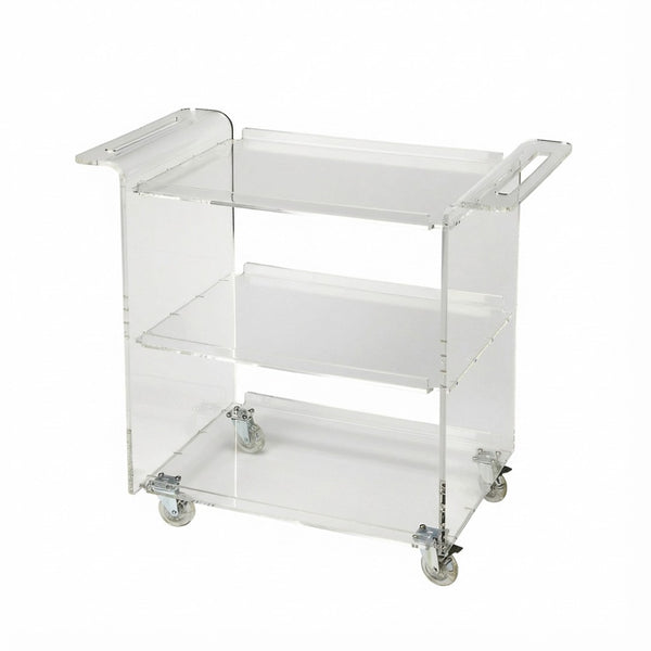 HomeRoots Clear Acrylic Rolling Server Bar Cart with 360° Wheels – Modern, Stylish, and Versatile for Entertaining 388954