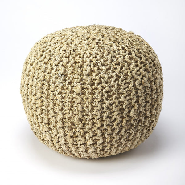 Homeroots 19" Natural Jute Round Pouf Ottoman   388957