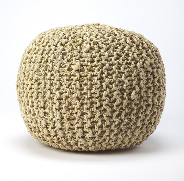 Homeroots 19" Natural Jute Round Pouf Ottoman   388957