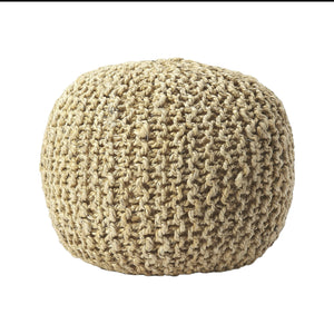 Homeroots 19" Natural Jute Round Pouf Ottoman   388957