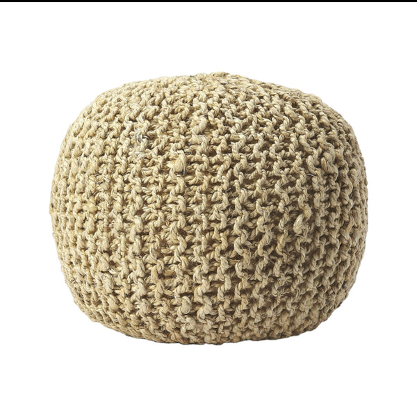 Homeroots 19" Natural Jute Round Pouf Ottoman   388957