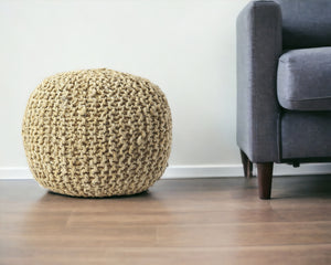 Homeroots 19" Natural Jute Round Pouf Ottoman   388957