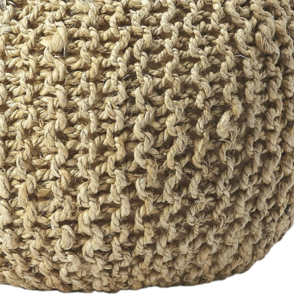 Homeroots 19" Natural Jute Round Pouf Ottoman   388957