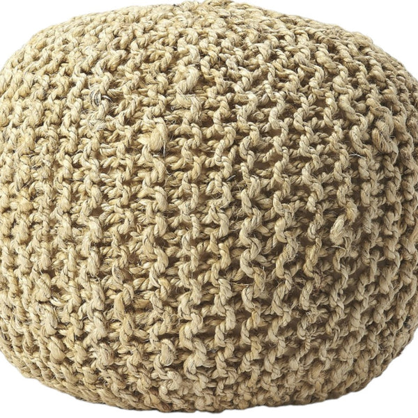 Homeroots 19" Natural Jute Round Pouf Ottoman   388957