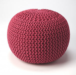 Homeroots 19" Pink Round Pouf Ottoman   388958