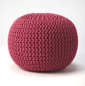 Homeroots 19" Pink Round Pouf Ottoman   388958