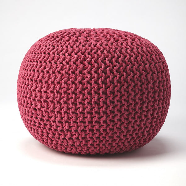 Homeroots 19" Pink Round Pouf Ottoman   388958