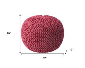 Homeroots 19" Pink Round Pouf Ottoman   388958