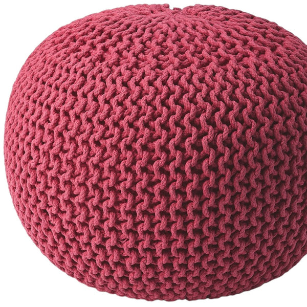 Homeroots 19" Pink Round Pouf Ottoman   388958